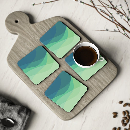 Set of 4 Coasters Decorative Gradient Design Green Coaster Set