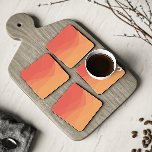 Set of 4 Coasters Decorative Gradient Design Orange Coaster Set
